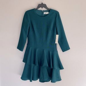 NWT Emerald Green Eliza J Tiered Ruffle Knit Dress